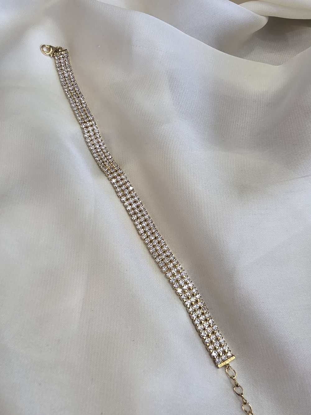 Simulated White Diamond In 14K YG Over Sterling Silver Bracelet